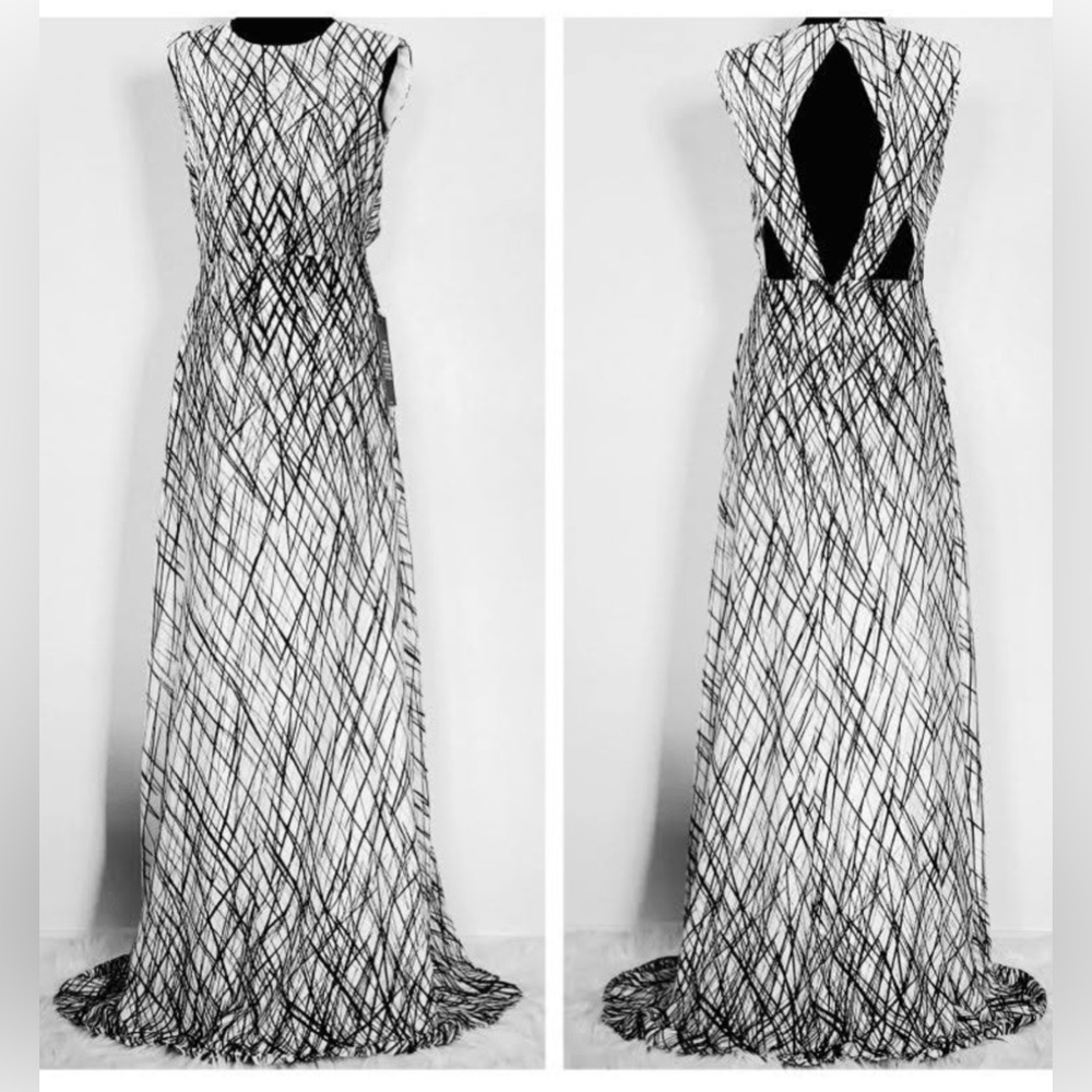 BCBGMAXAZRIA Chloey” Cutout Print Crepe Gown - worn once in fashion show. Size 2 - Picture 4 of 9